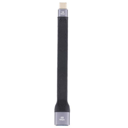 Black flat USB-C to USB 3.0 female cable, Type-C plug with 10Gbps label