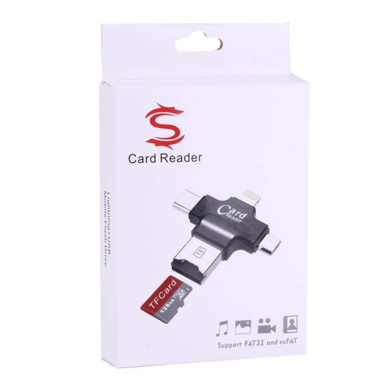 Black card reader adapter shown on retail box packaging