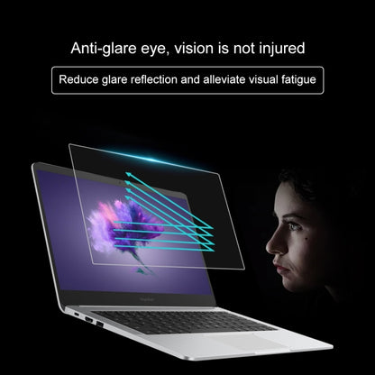 Anti-glare tempered glass screen protector on laptop, reduced reflection for viewing