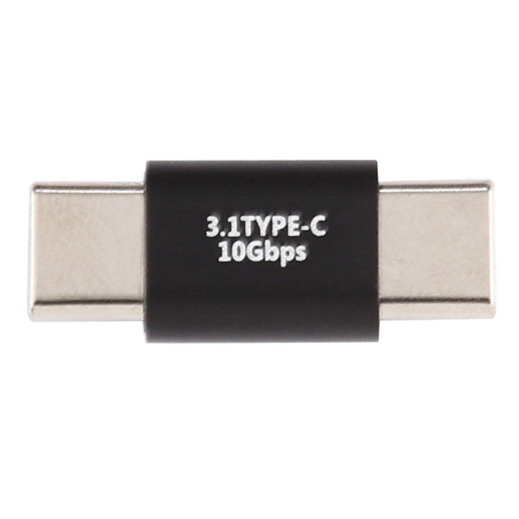 USB-C male-to-male adapter, front view, black band marked 3.1 Type-C 10Gbps