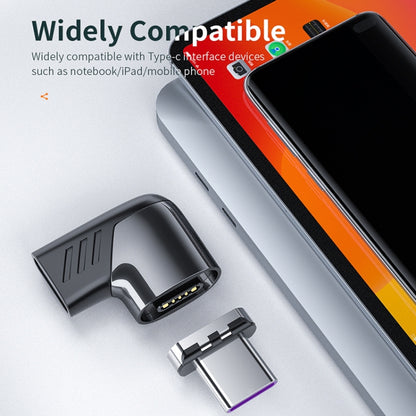 Black USB-C elbow magnetic adapter with USB-C connector and cable plug