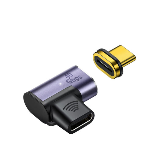 USB-C elbow magnetic charging adapter, gold connector tip with black housing