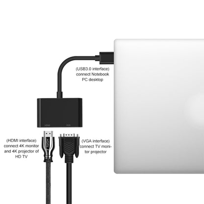 USB 3.0 to VGA and HDMI video converter with cable connectors