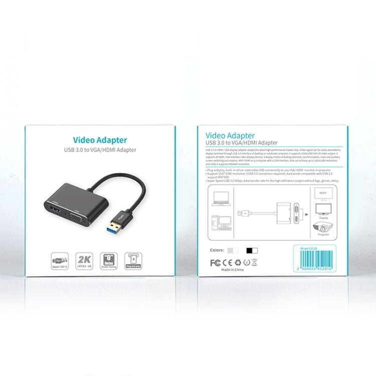 USB 3.0 to VGA/HDMI video adapter retail box with product images