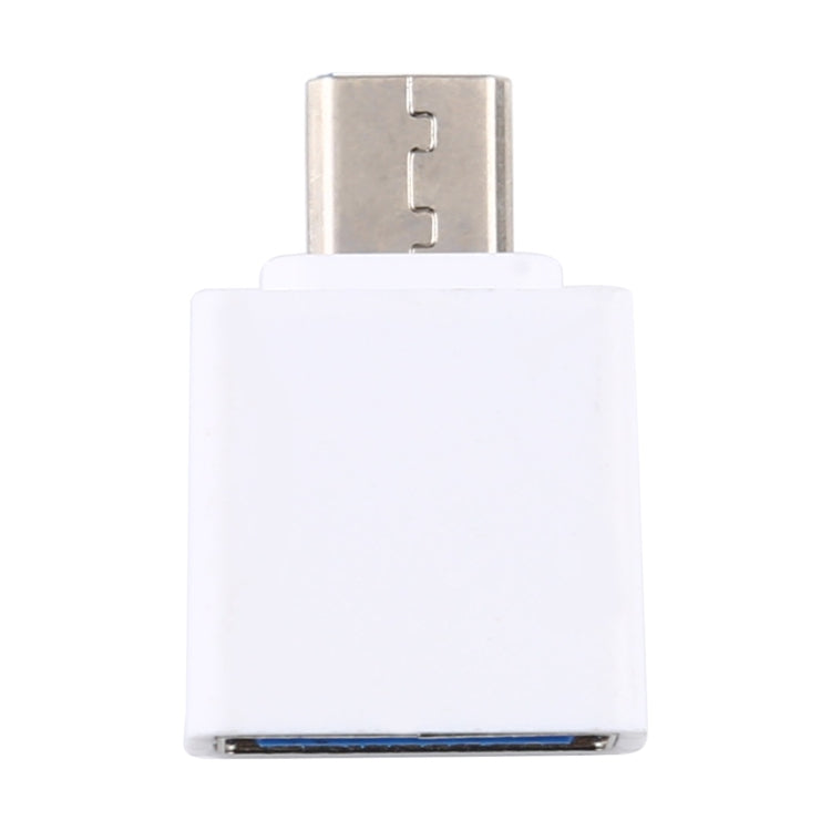 White Micro USB OTG adapter with silver USB connector at the top