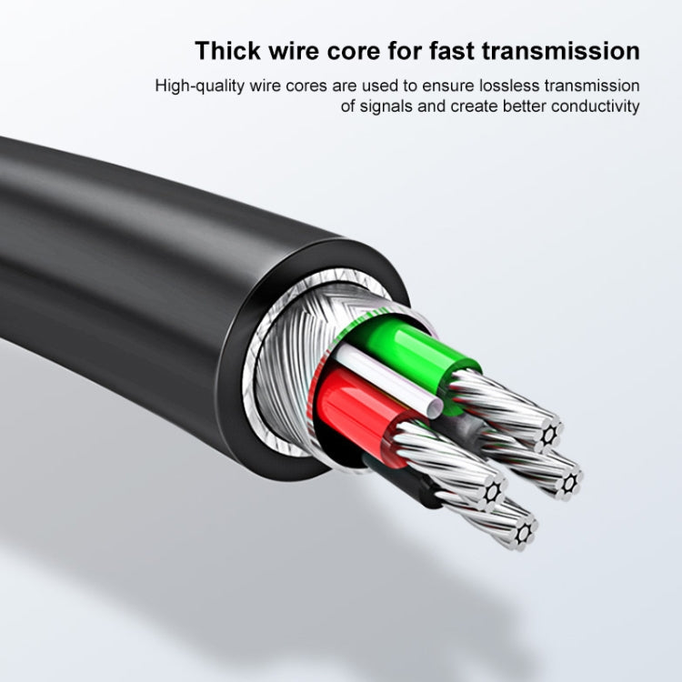USB-C to USB 2.0 converter cable close-up of internal shielded wire core