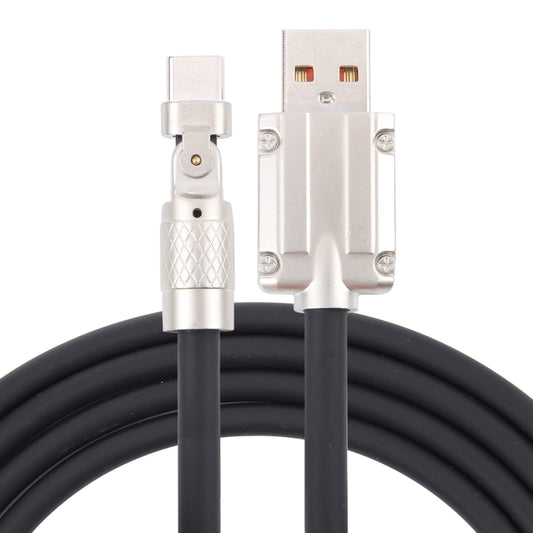 Black USB to Type-C charging cable with 180-degree metal Type-C plug