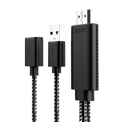 Black adapter cable with USB-C female and HDMI male connectors, 1m length