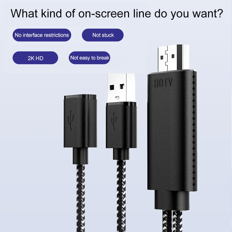 Black USB-C female to HDMI male adapter cable with braided leads