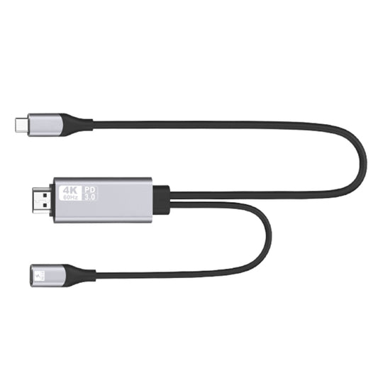 USB-C to HDMI adapter cable, black with USB-C and HDMI male connectors