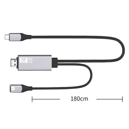 USB-C to HDMI adapter cable with 1.8 m black cable and male USB-C/HDMI plugs