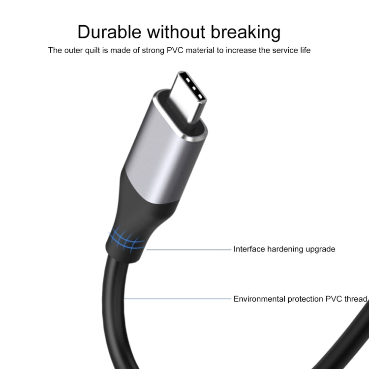 USB-C to HDMI adapter cable with reinforced metal strain relief and molded connector