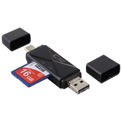 Black USB card reader adapter with USB-A plug and SD/TF card slots
