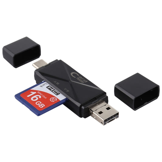 Black USB card reader adapter with USB-A plug and SD/TF card slots