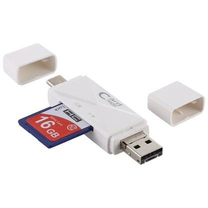 White USB 2.0 card reader with USB-A plug and SD/TF slots