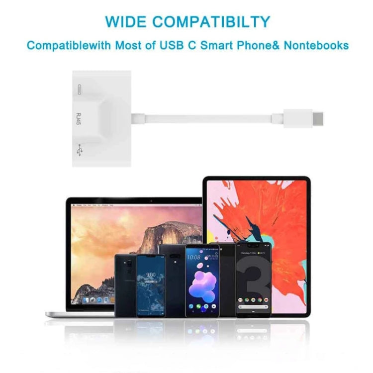 USB-C Ethernet OTG adapter with RJ45 port for compatible smart devices