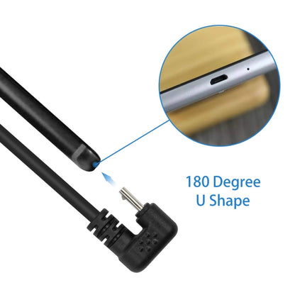 U-shaped 180-degree micro USB cable with USB-A plug, black