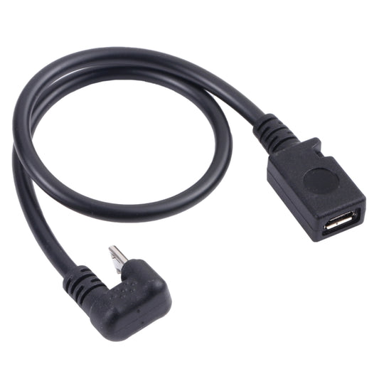 U-shaped micro USB extension cable with male-to-female connectors, black