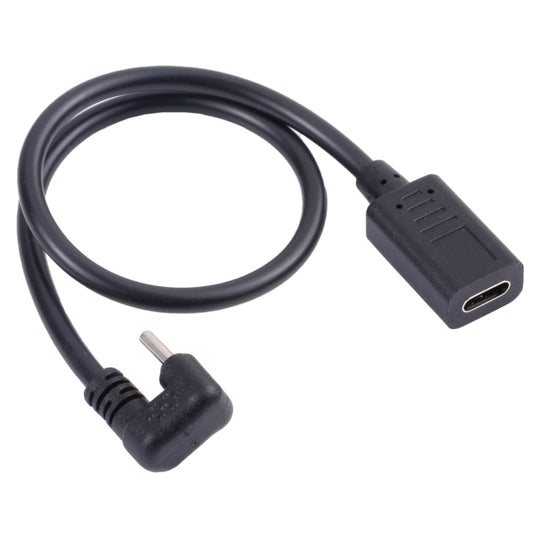 Black USB-C male to USB-C female extension cable with Type-C connectors
