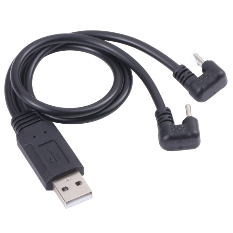 U-shaped USB cable with USB Type-C and Micro USB male connectors