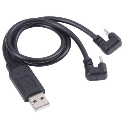 U-shaped USB cable with USB Type-C and Micro USB male connectors