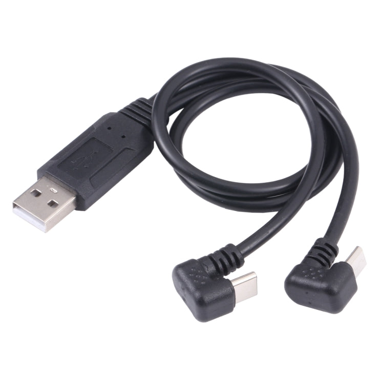 USB cable with USB Type-C and Micro USB male-to-USB plug connectors