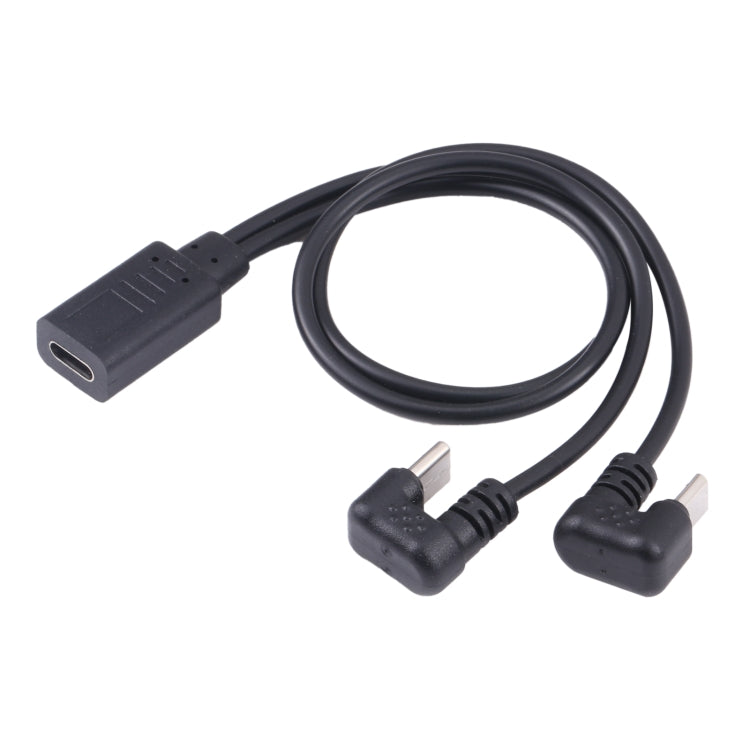 Black multi-connector cable with USB-C and Micro USB plugs