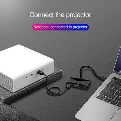 USB-C HDMI/VGA audio adapter connected to a projector and laptop