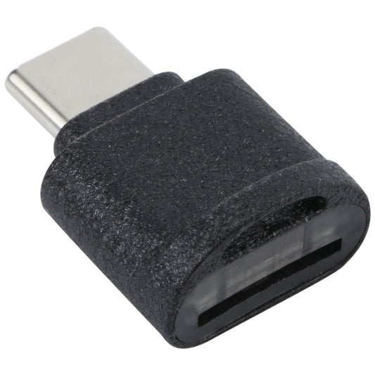 USB-C to TF card reader adapter with black textured housing and USB-C plug