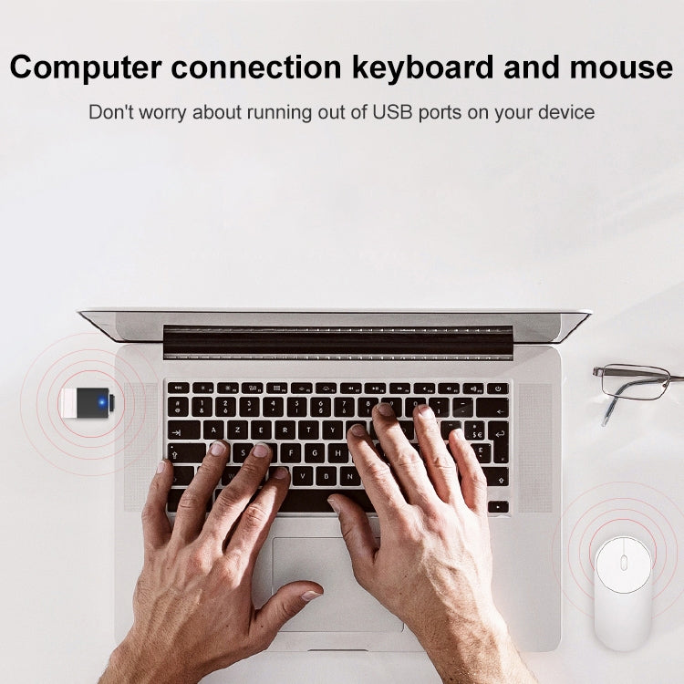USB to Type-C OTG flash driver plugged into a computer USB port, dark housing