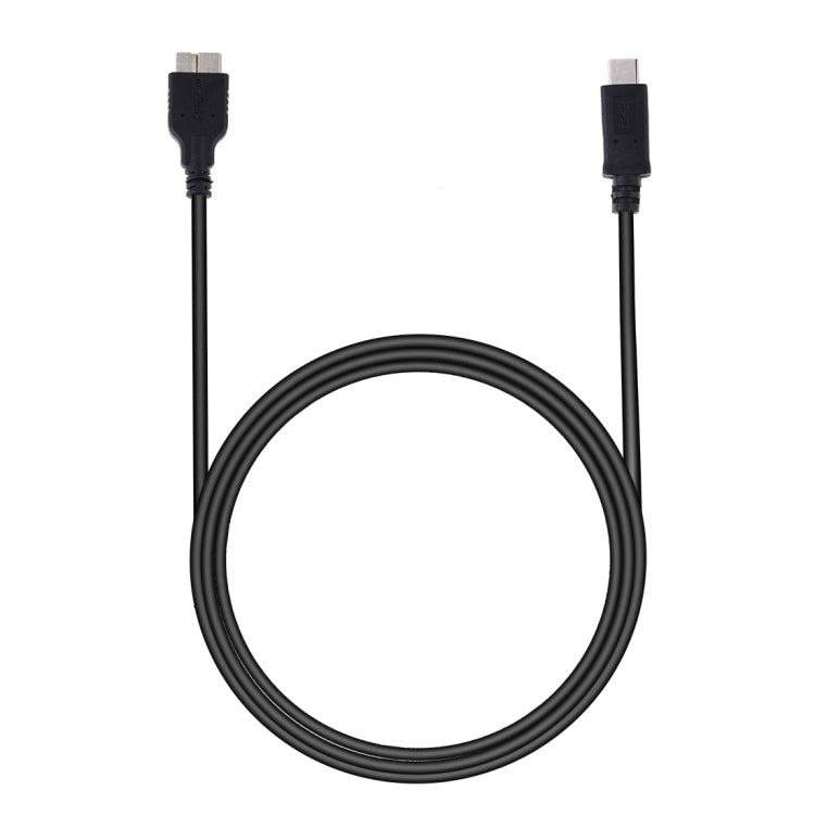 USB-C to Micro USB data cable, black jacket, coiled view with connectors