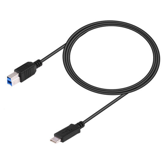 USB Type-A to USB-B data cable with black connectors and blue insert, 1m length