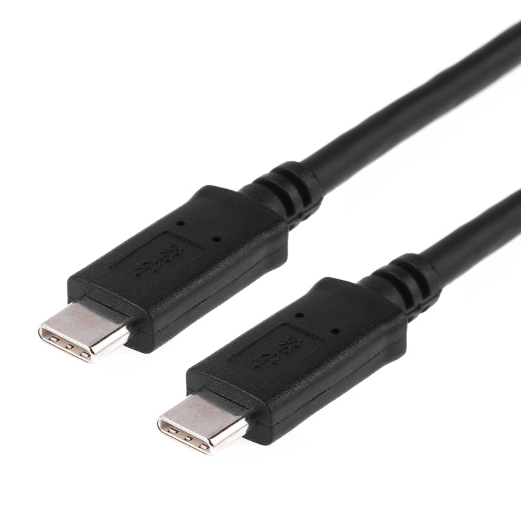 Black USB-C to USB-C 3.1 data cable, close-up of two Type-C connectors