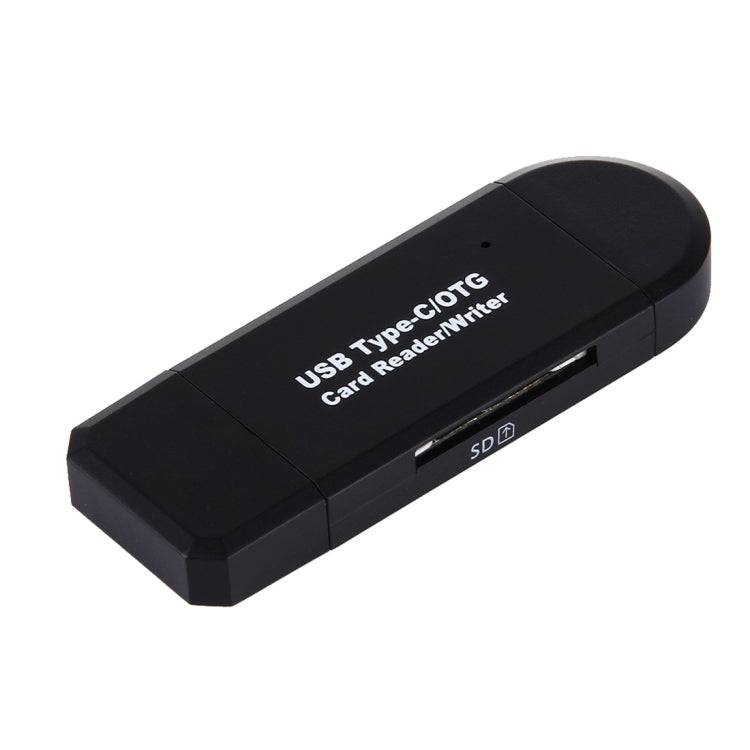 Black USB Type-C card reader adapter with side SD port opening