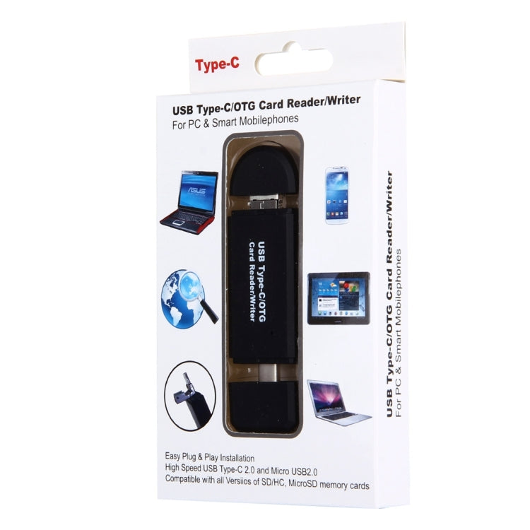 Retail package for USB Type-C OTG card reader/writer adapter with Type-C connector