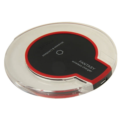 Circular wireless charging receiver base with red ring and black center