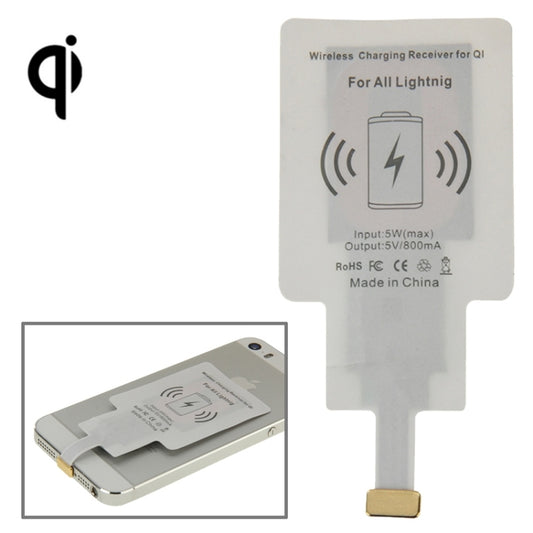 Qi wireless charging receiver with 8-pin connector, white Lightning adapter