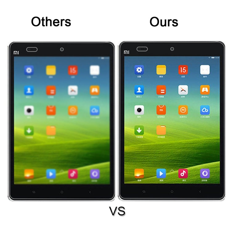 Tablet screen protector comparison: two tablets, one with clear tempered glass film