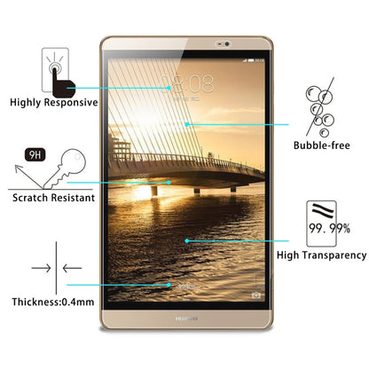 Tempered glass screen protector film on tablet screen, scratch-resistant