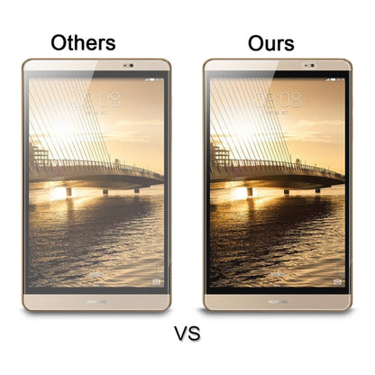 Tempered glass screen protector film comparison view for tablet