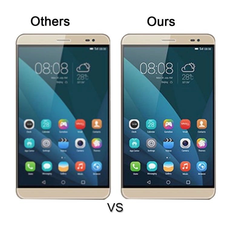 Tempered glass screen protector for tablet, side-by-side fit comparison