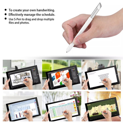 Hand holding a white pressure-sensitive S Pen stylus
