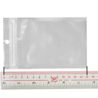 Anti-static zip-lock bag shown with ruler for sizing, clear plastic pouch
