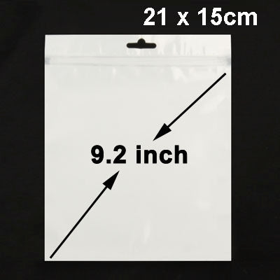 White anti-static zip lock bag, 9.2 inch and 21 x 15 cm printed on front
