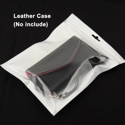 White anti-static zip lock bag with zipper seal, holding a leather case
