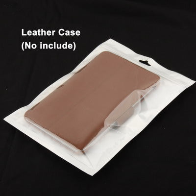 White anti-static zip-lock bag holding a brown leather case