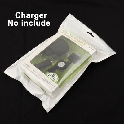Anti-static zip lock bag holding a small charger device, white
