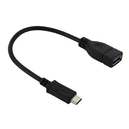 Black 22 cm USB-C to USB 3.0 adapter cable with USB-C and blue USB-A connectors