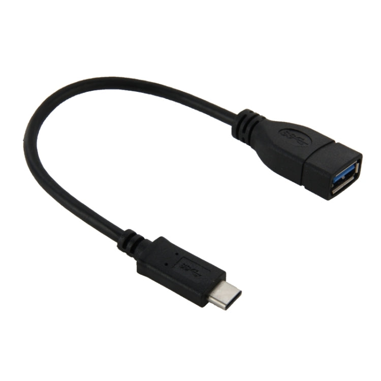 Black 22 cm USB-C to USB 3.0 adapter cable with USB-C plug and blue USB-A port