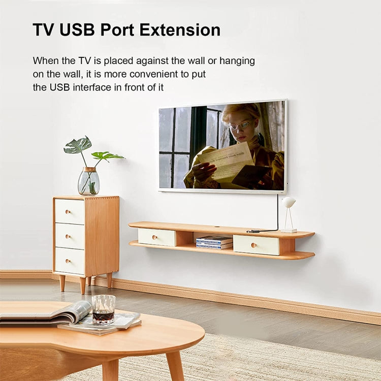 Black 22 cm USB-C to USB 3.0 adapter cable shown in inset with USB-C and USB-A ends